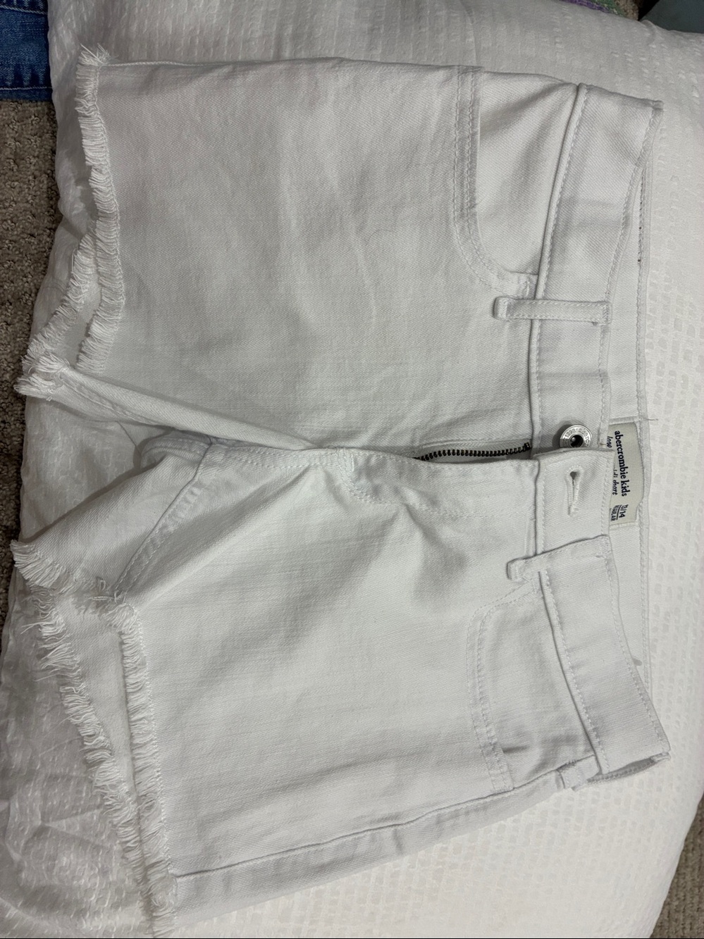 Abercrombie & Fitch White Frayed Hem Denim Shorts - Picture 5 of 6